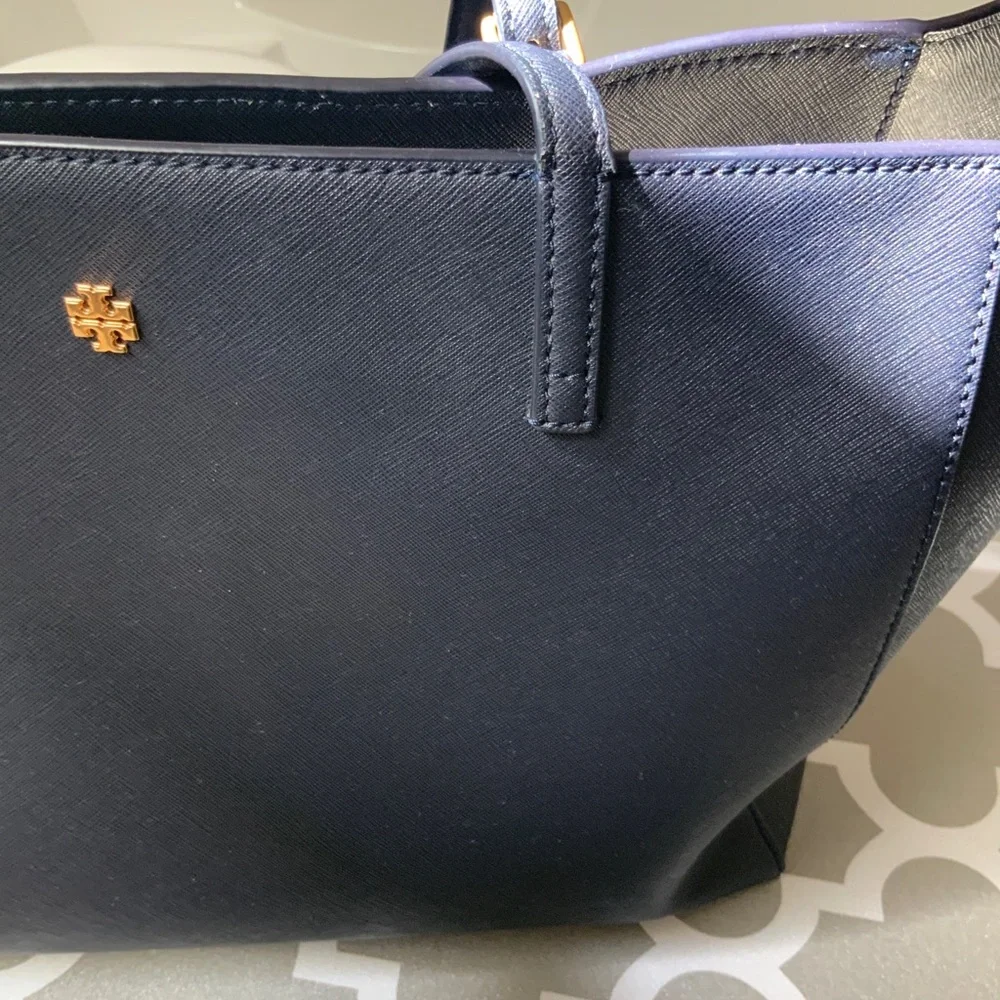 Tory Burch Blue Tote Bag with Gold Hardware